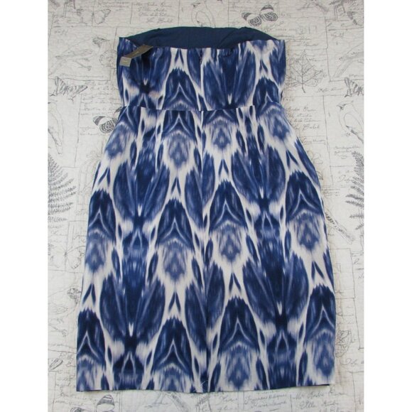 NEW $178 J. Crew Diana 100% Silk Ikat Dress Strapless Blue White coctkatil sz 2 - Picture 8 of 8
